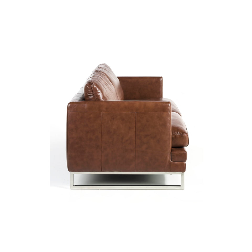 2-seat sofa upholstered in leather with stainless steel legs 2-seat sofa upholstered in leather with stainless steel legs