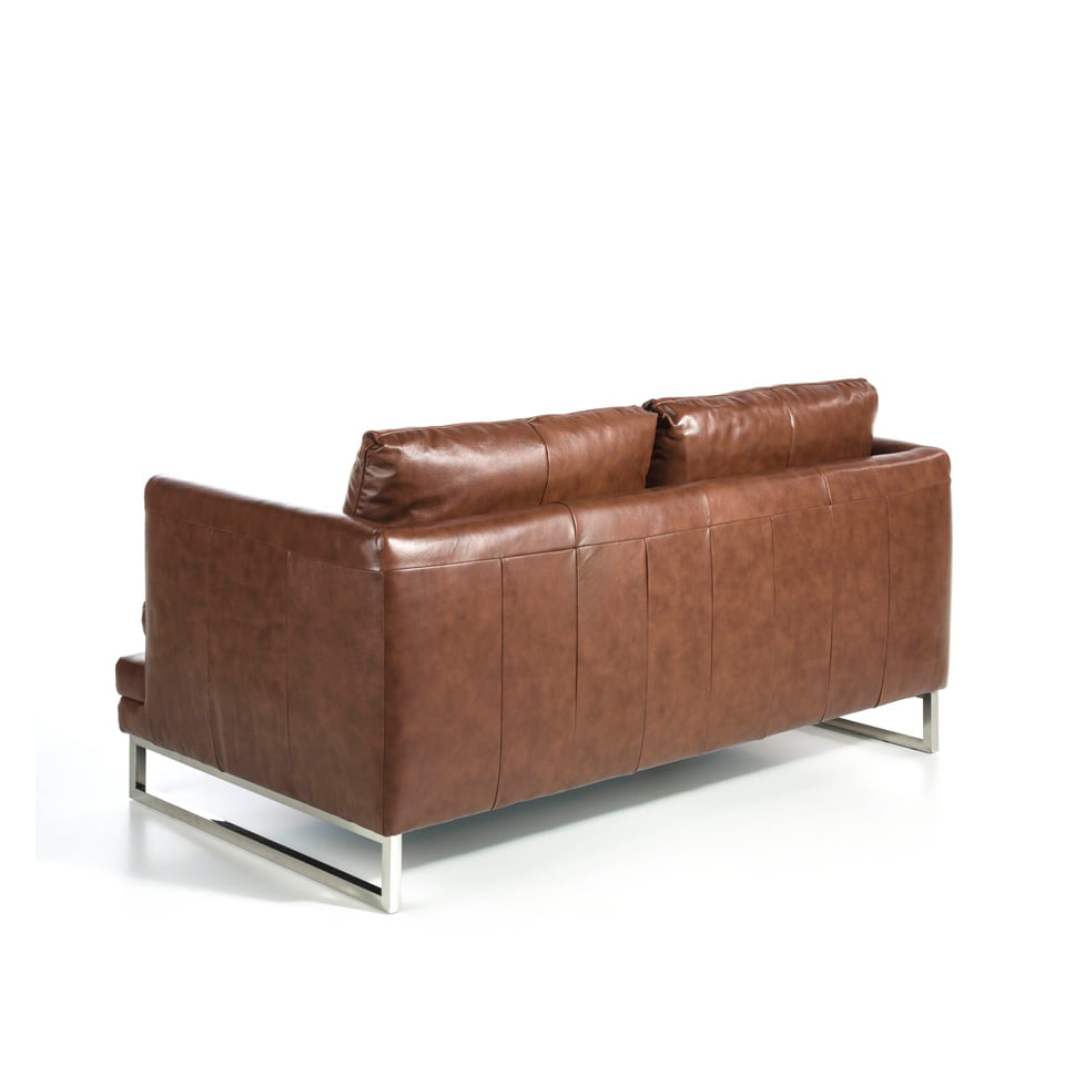 2-seat sofa upholstered in leather with stainless steel legs 2-seat sofa upholstered in leather with stainless steel legs