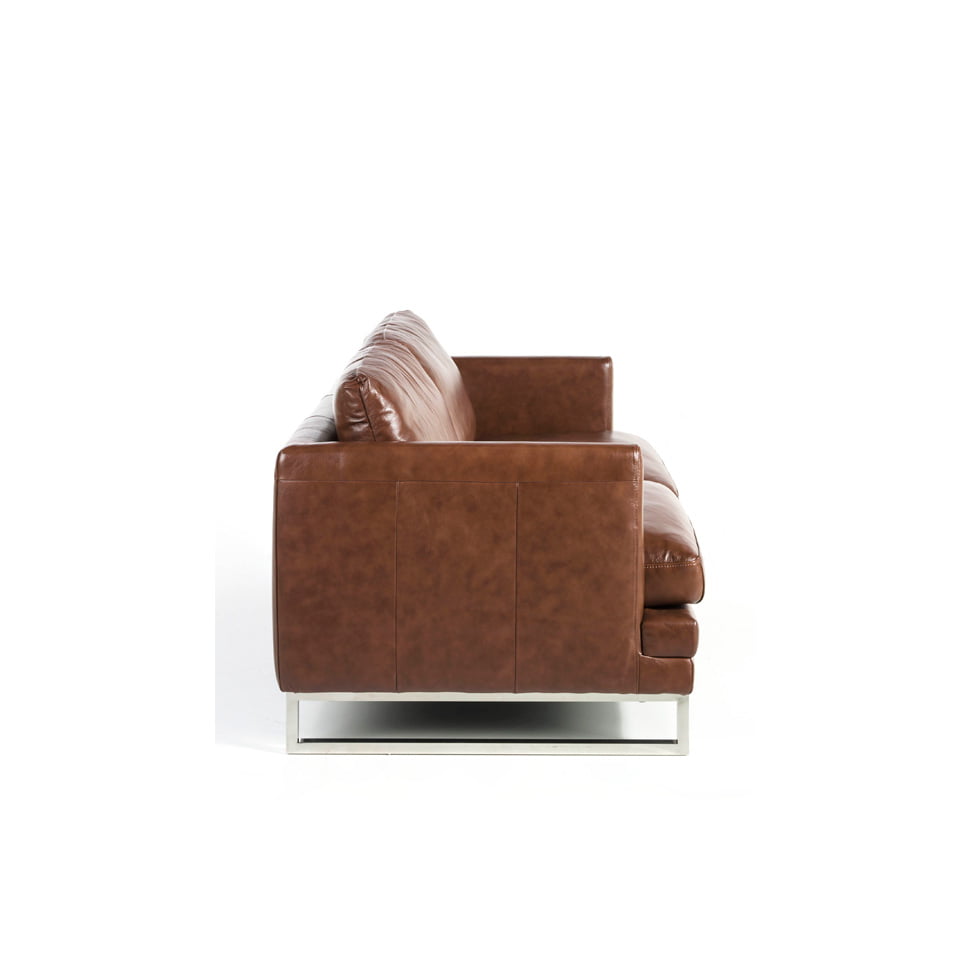 3-seat sofa upholstered in leather with stainless steel legs 3-seat sofa upholstered in leather with stainless steel legs