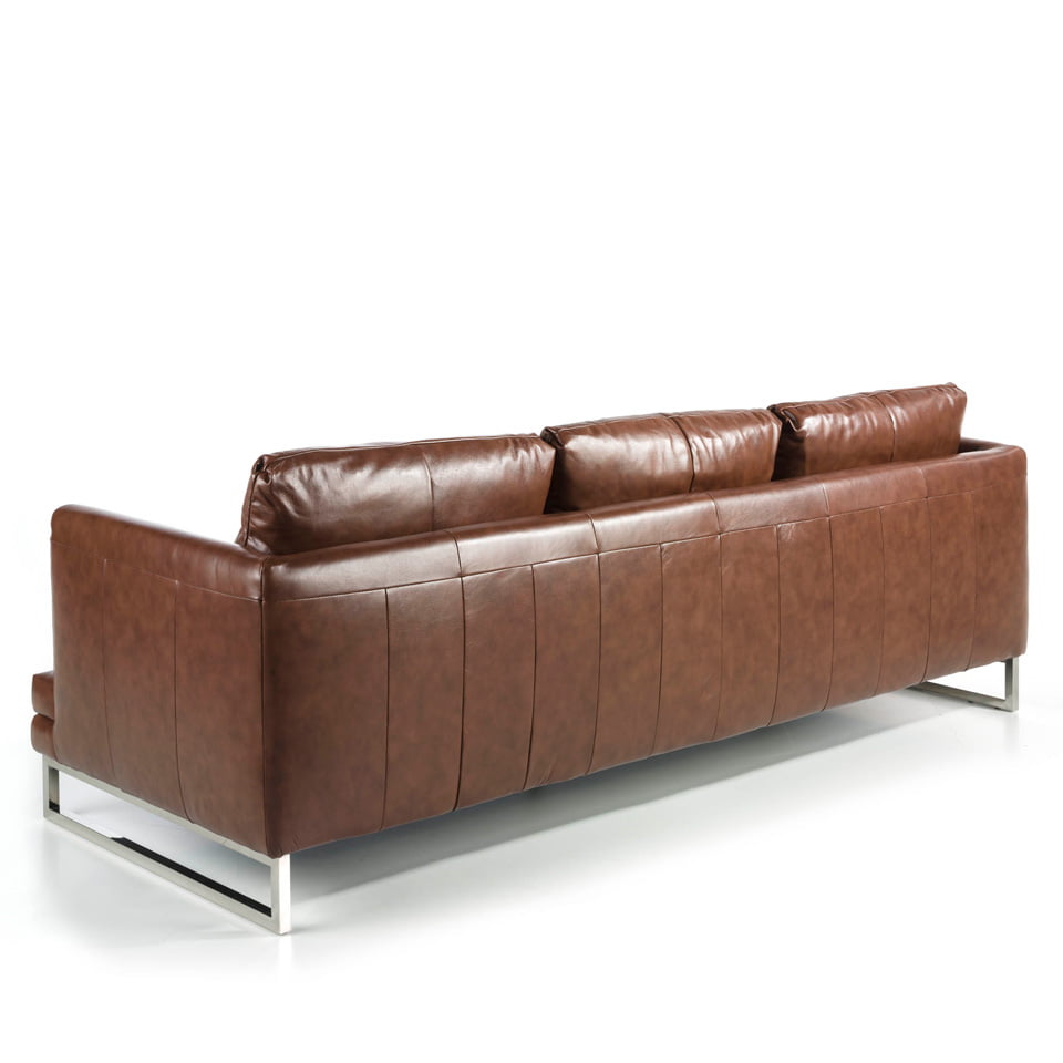 3-seat sofa upholstered in leather with stainless steel legs 3-seat sofa upholstered in leather with stainless steel legs