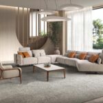 Sofá chaise longue relax modular derecho tela arena