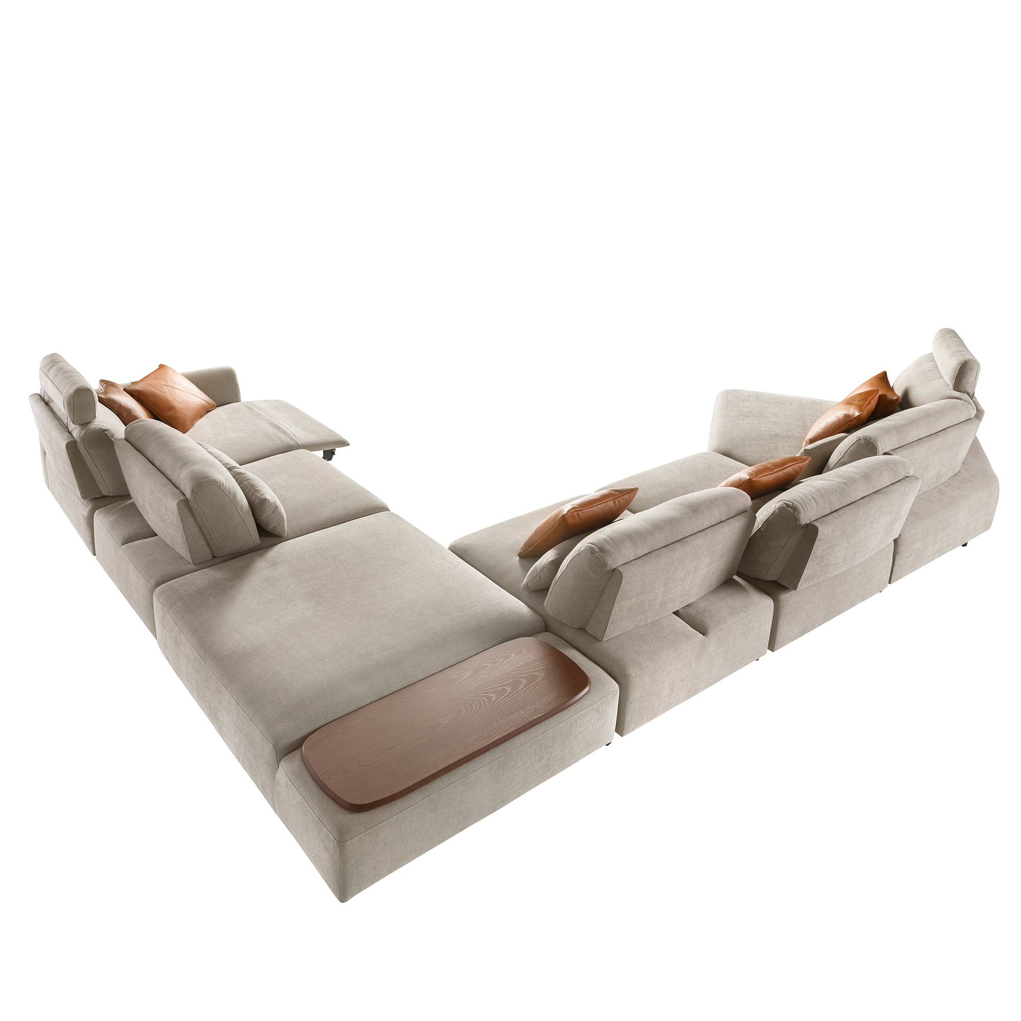 Modulares Relax-Sofa mit Chaiselongue links, Stoff in Sandfarbe Modulares Relax-Sofa mit Chaiselongue links, Stoff in Sandfarbe