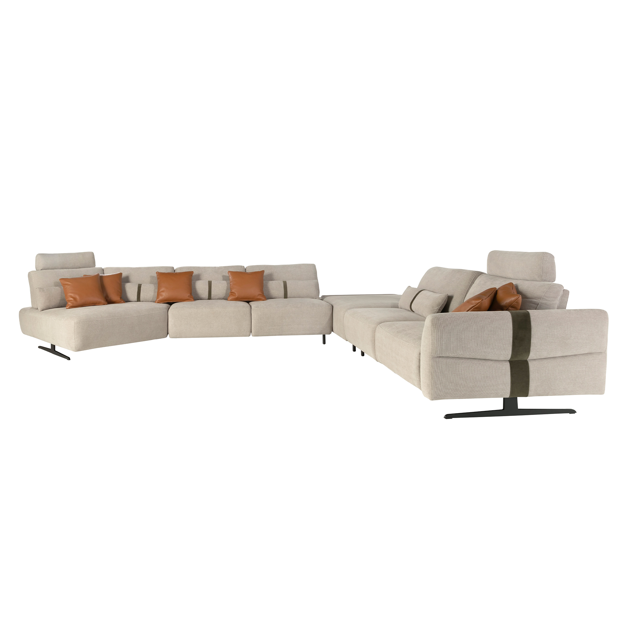 Modulares Relax-Sofa mit Chaiselongue links, Stoff in Sandfarbe Modulares Relax-Sofa mit Chaiselongue links, Stoff in Sandfarbe