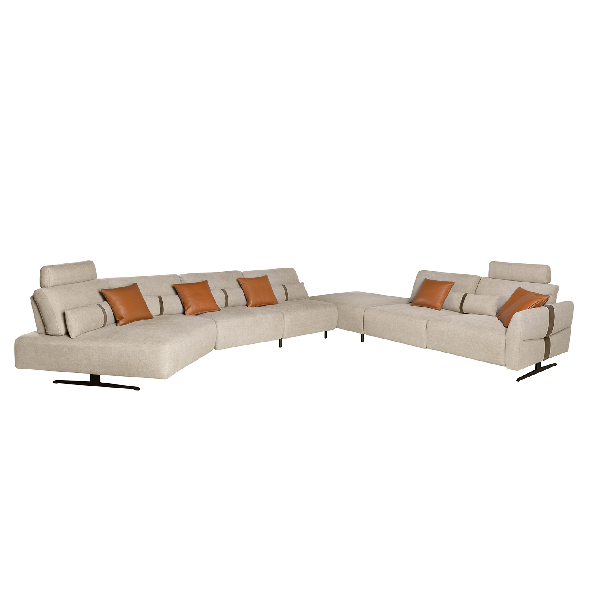 Modulares Relax-Sofa mit Chaiselongue links, Stoff in Sandfarbe Modulares Relax-Sofa mit Chaiselongue links, Stoff in Sandfarbe