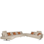 Modulares Relax-Sofa mit Chaiselongue links, Stoff in Sandfarbe