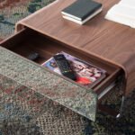 Walnut wood and chrome steel coffee table