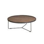 Round coffee table in Walnut wood and black steel