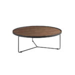 Round coffee table in Walnut wood and black steel