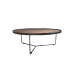 Round coffee table in Walnut wood and black steel