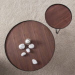 Round coffee table in Walnut wood and black steel