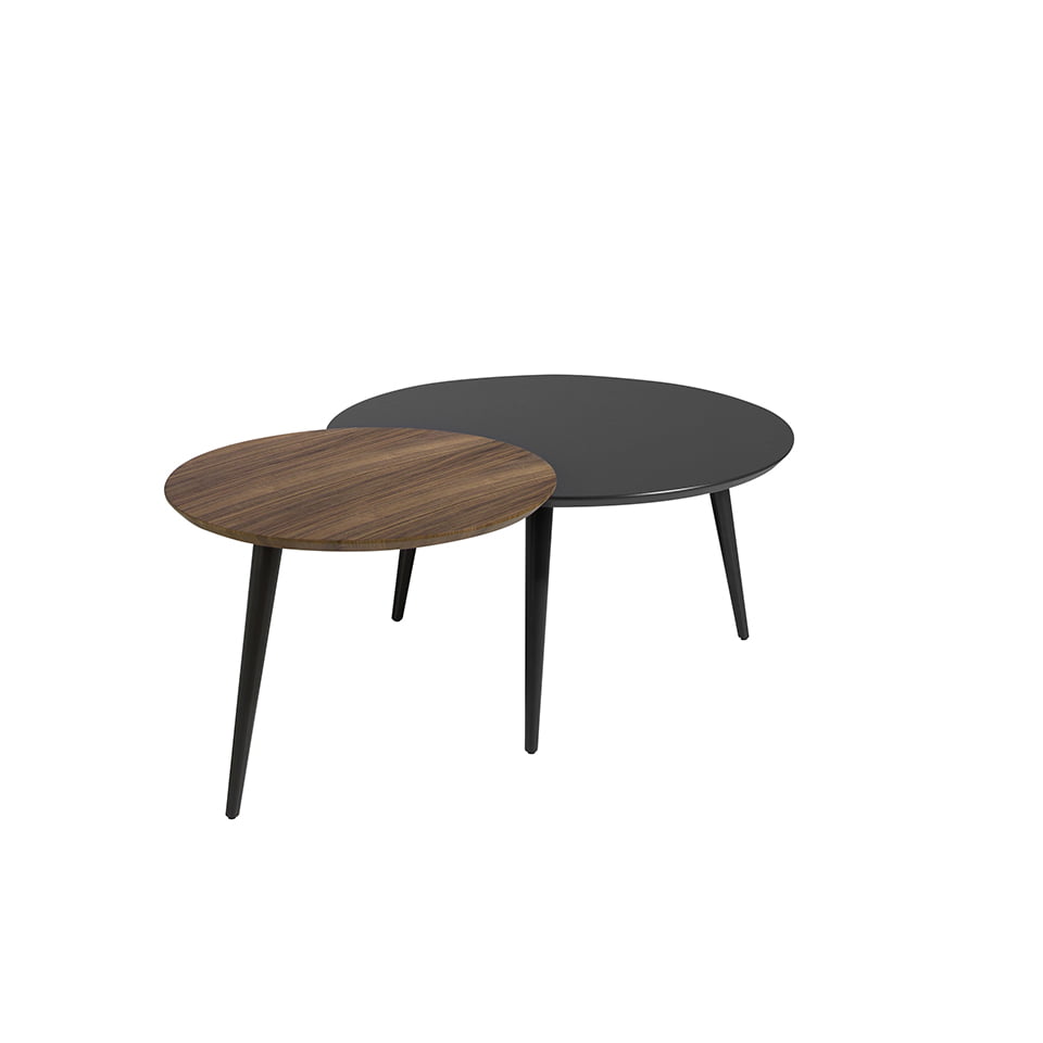Conjunto mesas centro de madera Nogal y madera color Negro