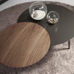 Walnut wood and black wood coffee table set