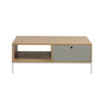 Rectangular coffee table oak and white steel