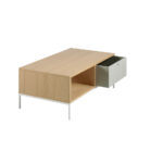 Rectangular coffee table oak and white steel