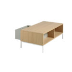 Rectangular coffee table oak and white steel