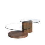 Walnut wood and tempered glass coffee table