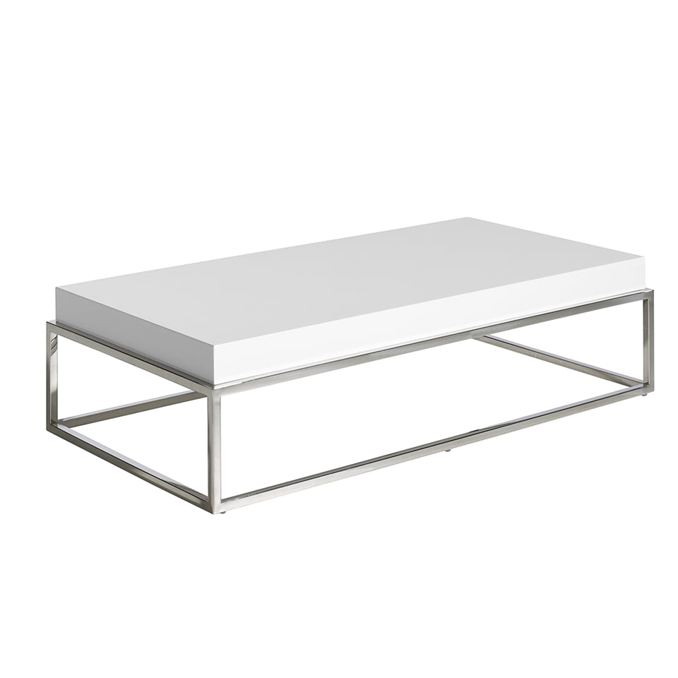 White wooden center table and chrome steel