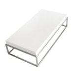 White wooden center table and chrome steel