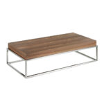 Walnut wood and chrome steel coffee table