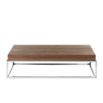 Walnut wood and chrome steel coffee table