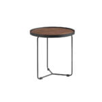 Round corner table in Walnut wood and black steel