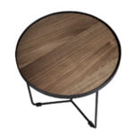 Round corner table in Walnut wood and black steel