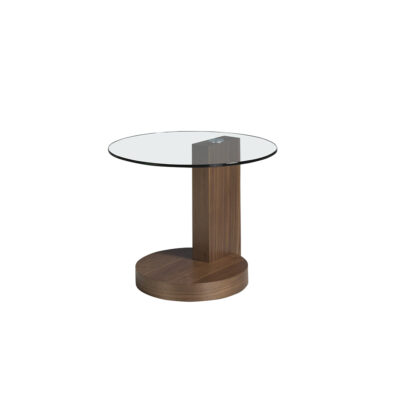 (Español) Mesa rincón redonda cristal templado y nogal corner table - Angel Cerda