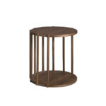 Walnut round wood corner table