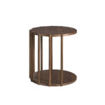 Walnut round wood corner table