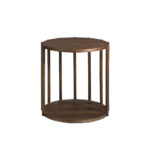 Walnut round wood corner table