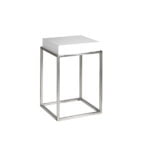 White wooden corner table and chrome steel