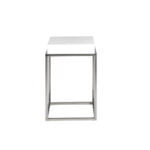 White wooden corner table and chrome steel