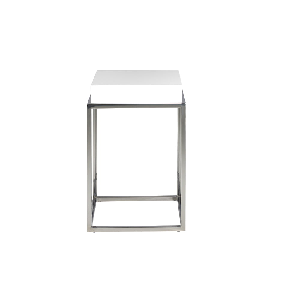 Mesa rincón de madera color Blanco y acero cromado