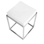 White wooden corner table and chrome steel