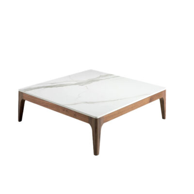 Mesa centro cuadrada mármol porcelánico y nogal coffee table - Angel Cerda