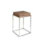 Walnut wood and chrome steel corner table