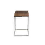 Walnut wood and chrome steel corner table