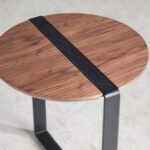 Walnut wood and black steel corner table