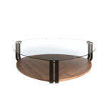 Walnut wood and tempered glass coffee table