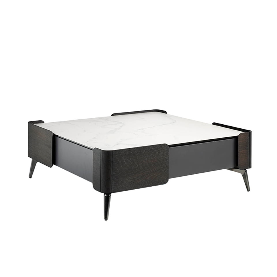 Square Wenge wood and porcelain marble coffee table Square Wenge wood and porcelain marble coffee table