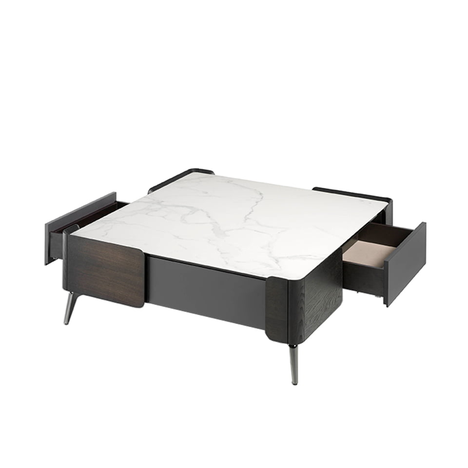 Square Wenge wood and porcelain marble coffee table Square Wenge wood and porcelain marble coffee table
