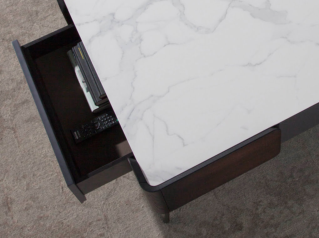 Square Wenge wood and porcelain marble coffee table Square Wenge wood and porcelain marble coffee table