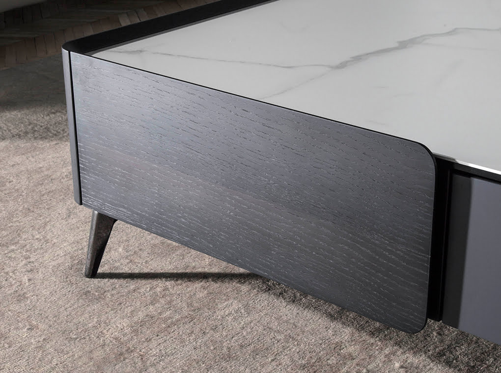 Wenge wood coffee table and porcelain marble