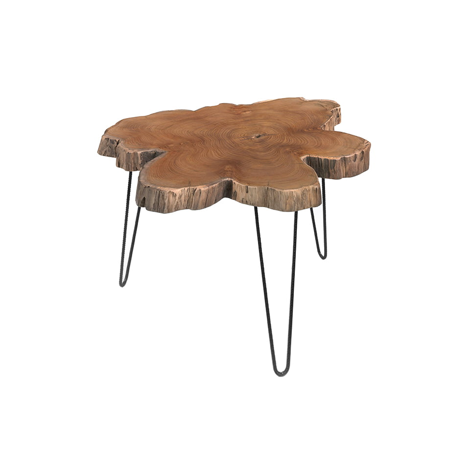 Corner table in solid Teak wood and black wrought iron Corner table in solid Teak wood and black wrought iron