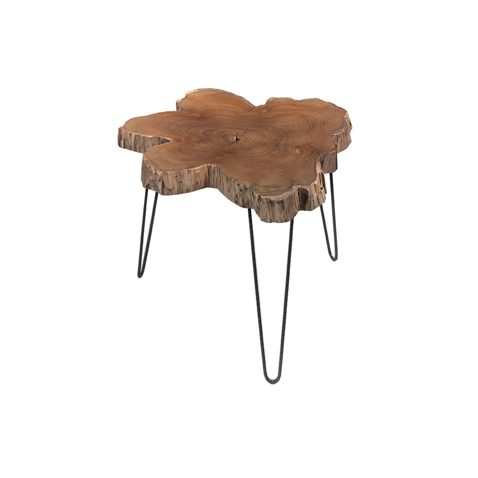 Corner table in solid Teak wood and black wrought iron Corner table in solid Teak wood and black wrought iron