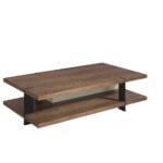 Table basse rectangulaire en bois de couleur brouillard et noyer