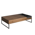 Rectangular coffee table in grey and walnut colour wood