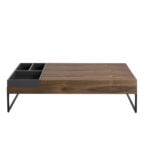 Table basse rectangulaire en bois de couleur gris et noyer