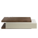 Coffee table walnut wood and MDF lacquered fog