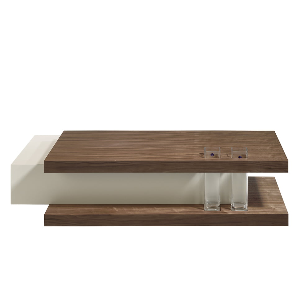Coffee table walnut wood and MDF lacquered fog